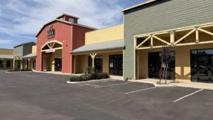 Limonite Plaza retail center storefronts on Limonite Avenue, Jurupa Valley CA